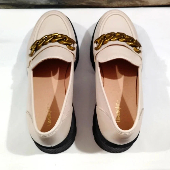 Limelight Kendall Loafers Chunky Heel Lug Chain Detail 8 1/2 8.5 Beige - Picture 11 of 14